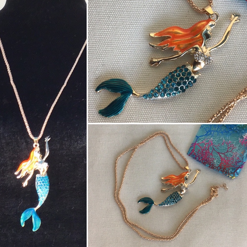 Boutique NEW - mermaid bling rhinestone necklace - Picture 1 of 5